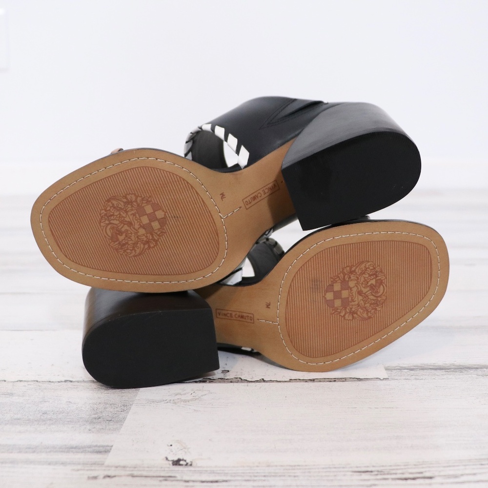 Vince Camuto Kafinny Sandal 7 New Black / white / tan - Picture 9 of 13